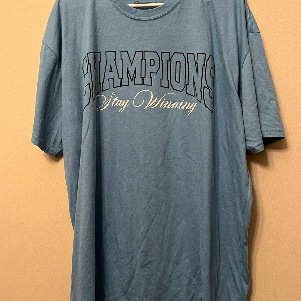 G-Star T-Shirt Men’s Size 3XL Blue Double Sided Logo Tee Champions Stay Winning